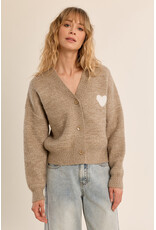 Molly Bracken Molly Bracken - Cardigan with Heart Detail (Beige)