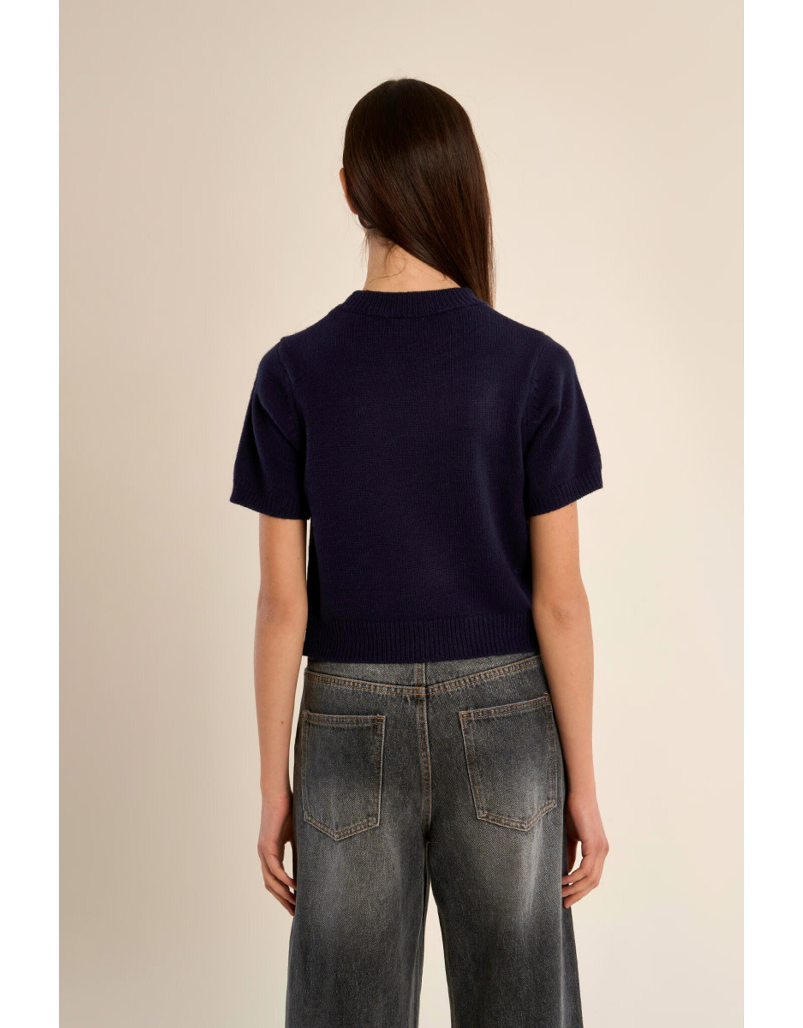 Molly Bracken Molly Bracken - Tea Time Short Sleeve Sweater (Navy)