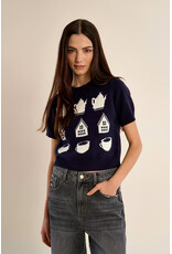 Molly Bracken Molly Bracken - Tea Time Short Sleeve Sweater (Navy)