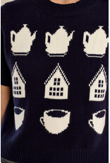 Molly Bracken Molly Bracken - Tea Time Short Sleeve Sweater (Navy)
