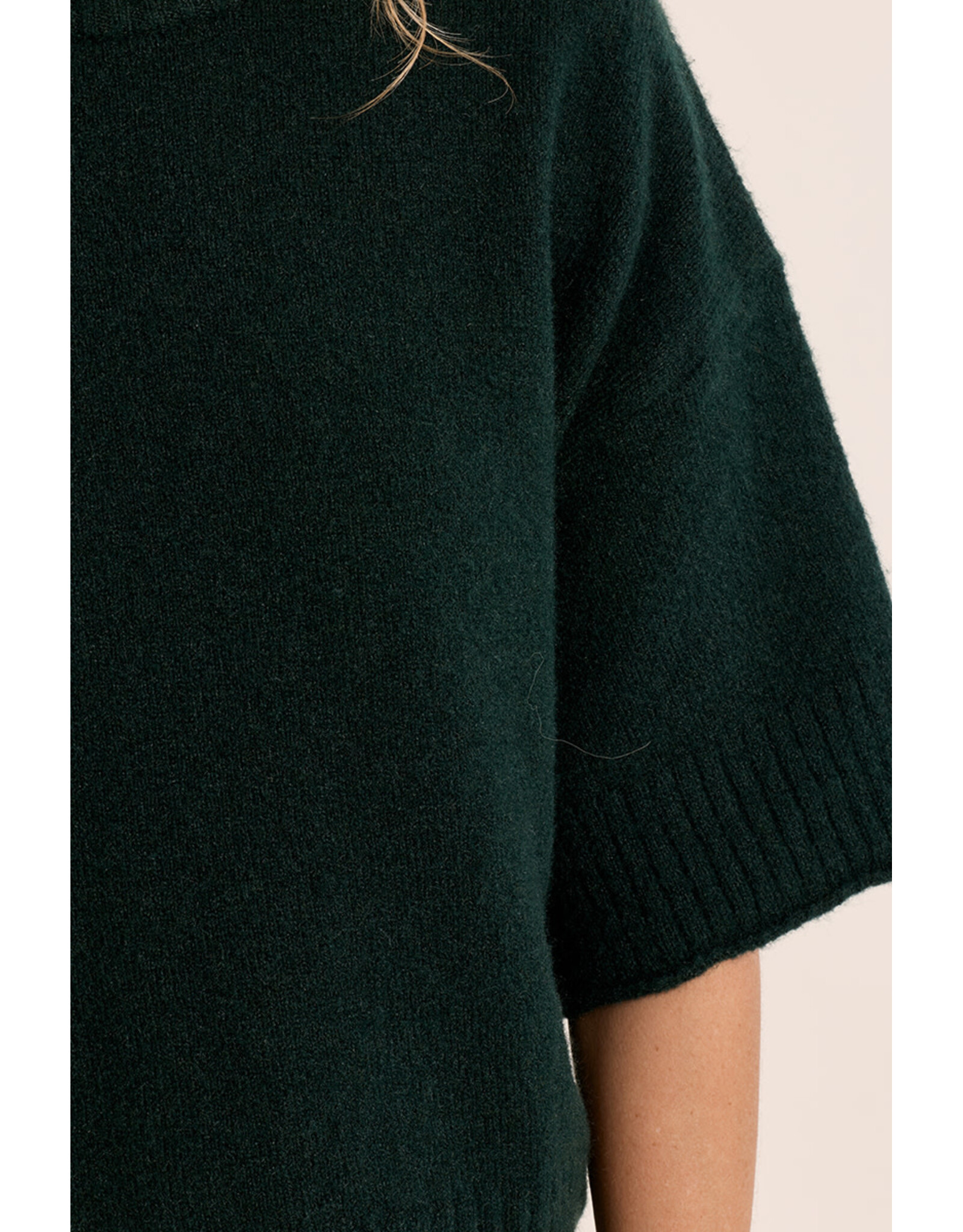 Molly Bracken Molly Bracken - Flared Knit Sweater with 3/4 Sleeves (Green)