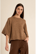 Molly Bracken Molly Bracken - Flared Knit Sweater with 3/4 Sleeves (Camel)