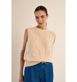 Molly Bracken Molly Bracken - Sleeveless Round Neck Sweater (Cream)