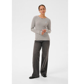 Kaffe Kaffe - Liddy Striped Long Sleeve Shirt (Chalk / Brown)