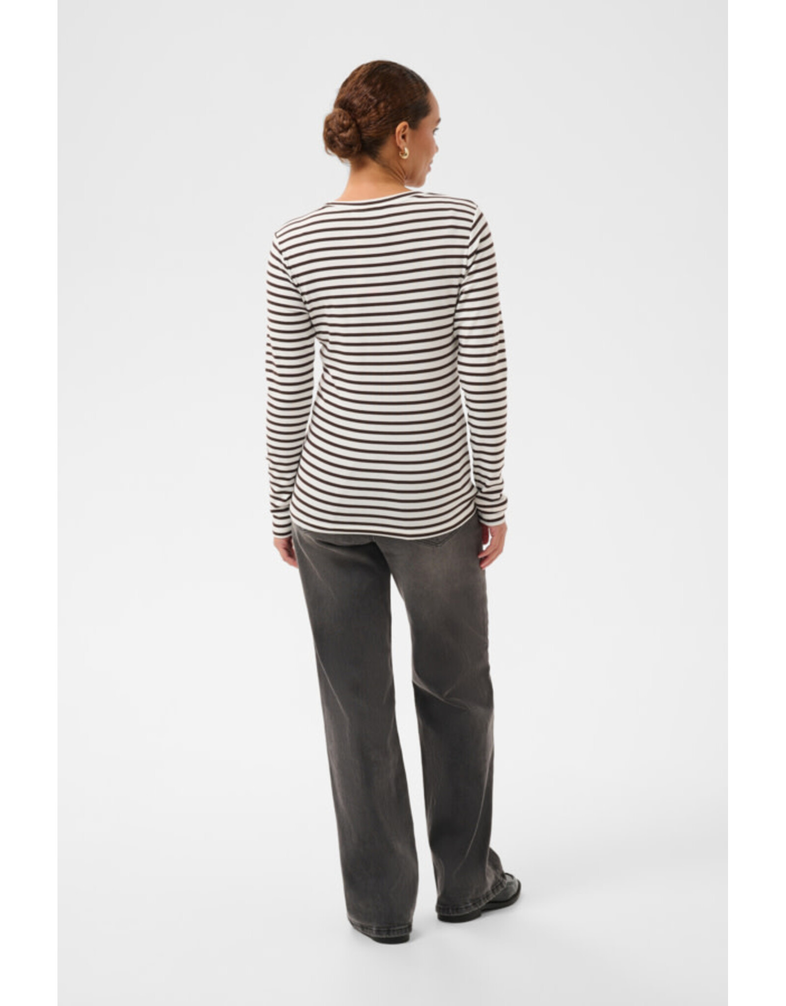 Kaffe Kaffe - Liddy Striped Long Sleeve Shirt (Chalk / Brown)