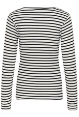 Kaffe Kaffe - Liddy Striped Long Sleeve Shirt (Chalk / Black / Feather)