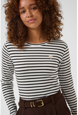 Kaffe Kaffe - Liddy Striped Long Sleeve Shirt (Chalk / Black / Feather)