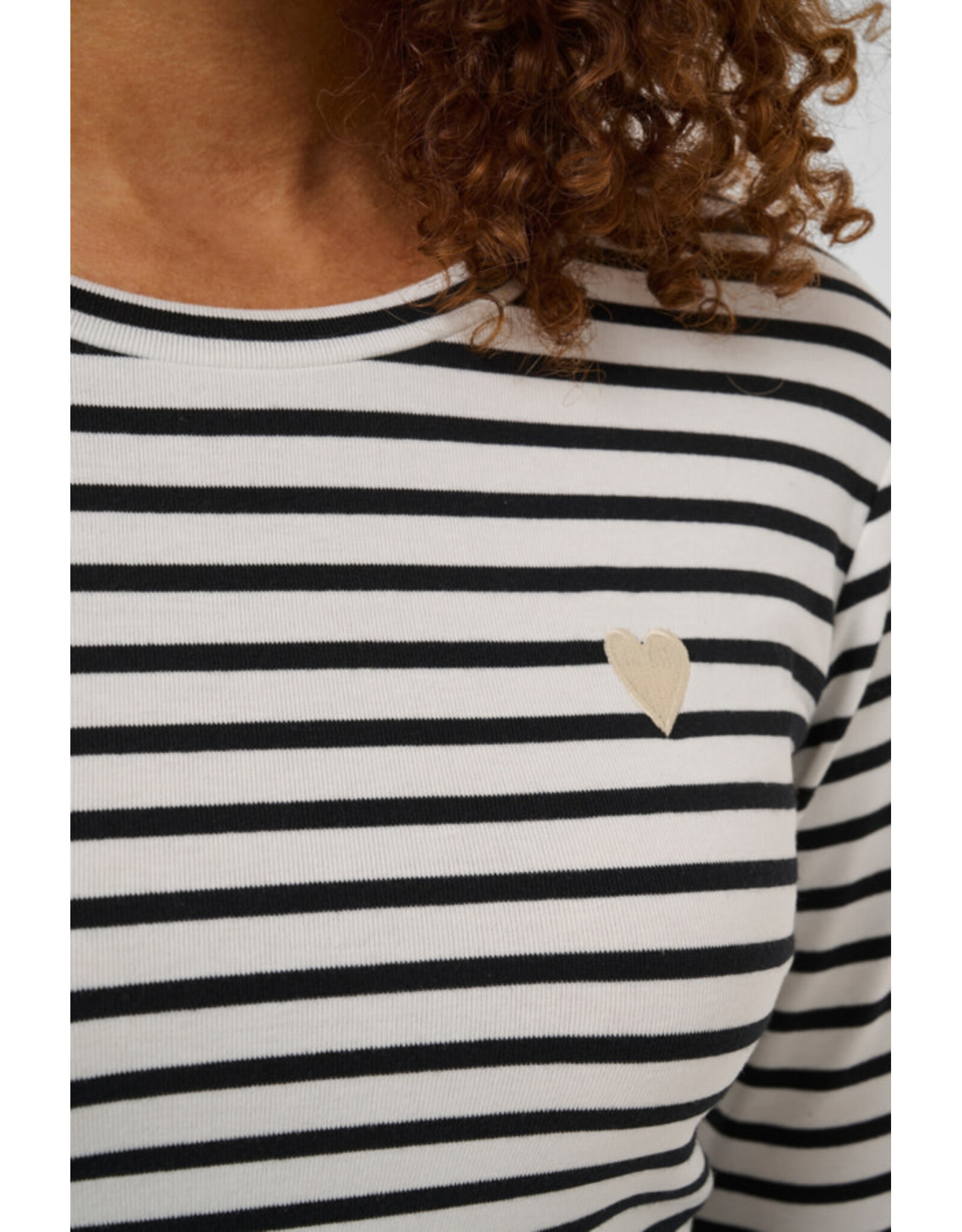 Kaffe Kaffe - Liddy Striped Long Sleeve Shirt (Chalk / Black / Feather)