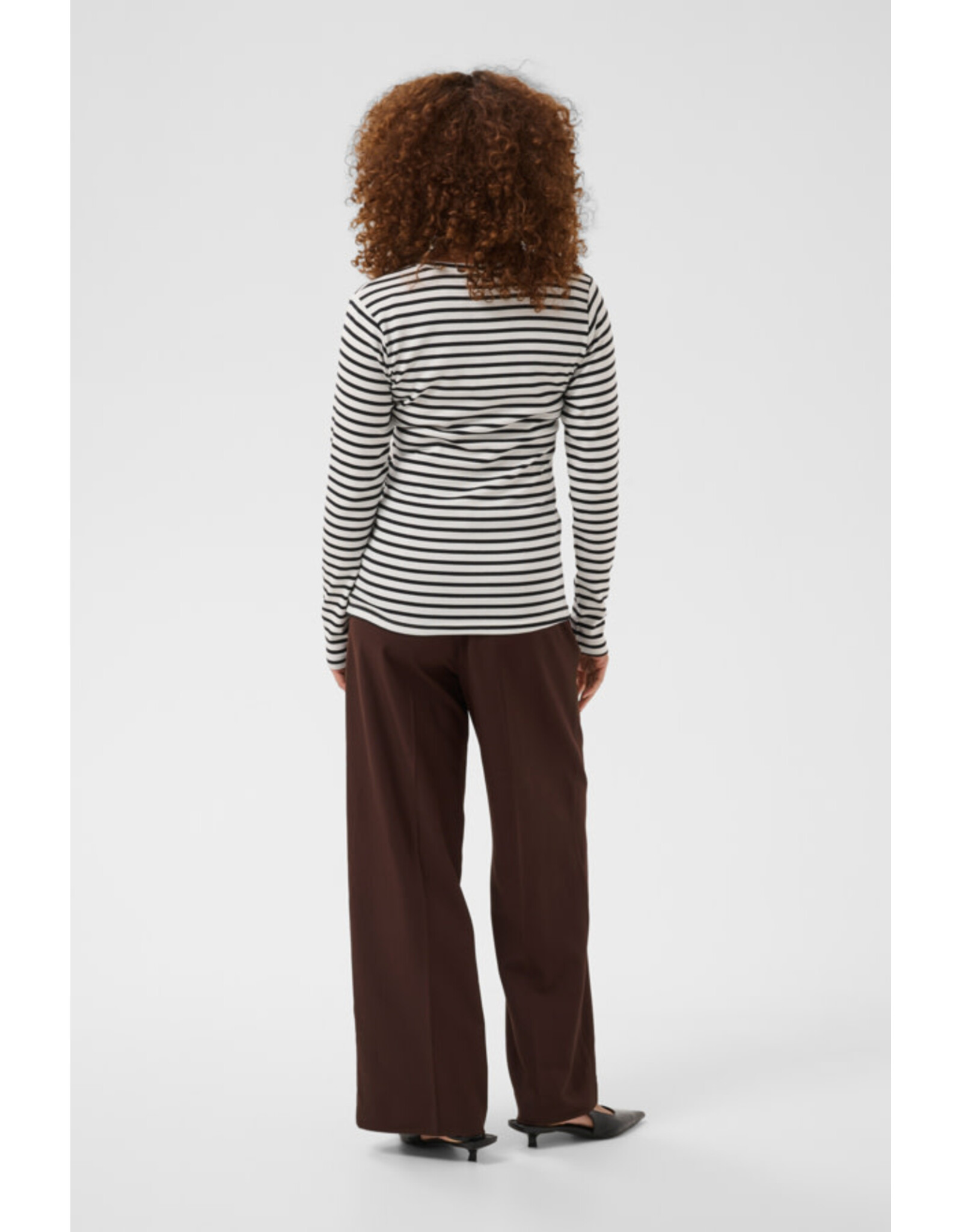 Kaffe Kaffe - Liddy Striped Long Sleeve Shirt (Chalk / Black / Feather)
