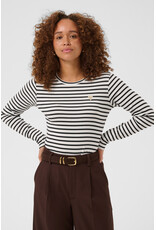 Kaffe Kaffe - Liddy Striped Long Sleeve Shirt (Chalk / Black / Feather)