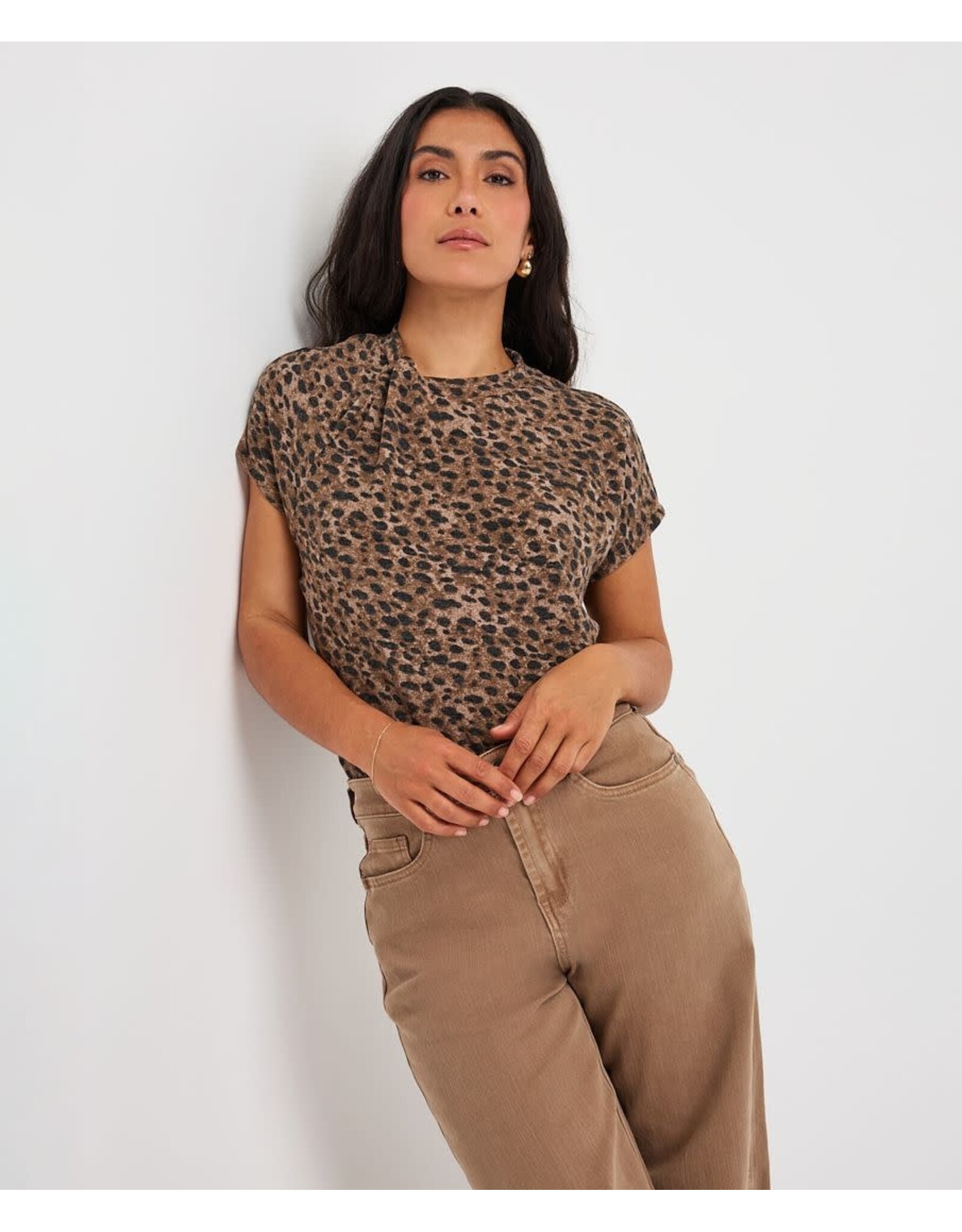 EsQualo EsQualo - Leopard Top with Twist Detail