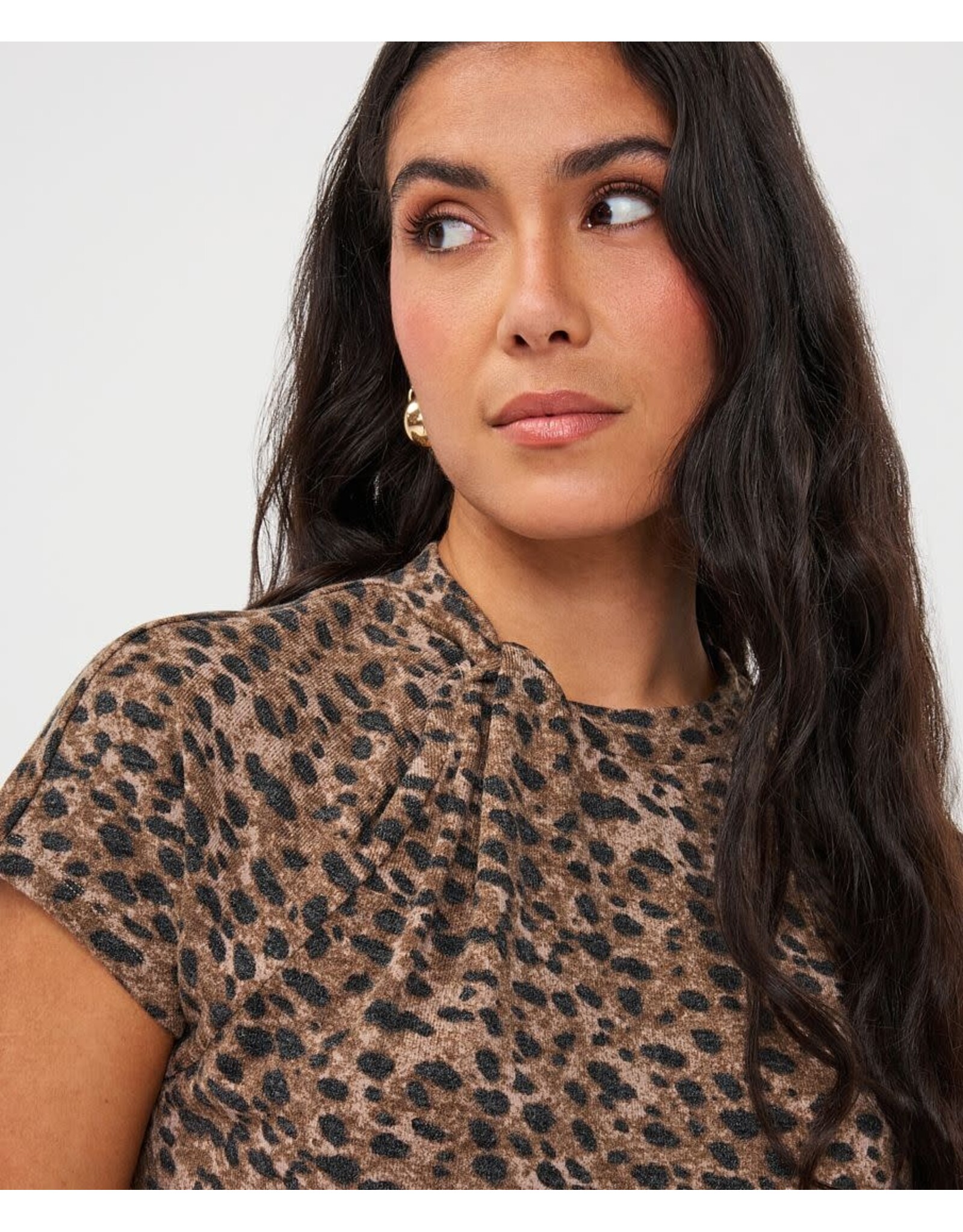 EsQualo EsQualo - Leopard Top with Twist Detail