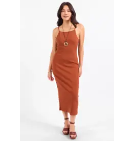 Sadie & Sage Sadie & Sage - Soft Cedar Ribbed Knit Midi Dress (Rust)
