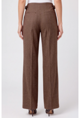 Liverpool Liverpool - High Rise Pleated Wide Leg Trouser W/ Side Tab (Chestnut / Herringbone)