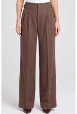 Liverpool Liverpool - High Rise Pleated Wide Leg Trouser W/ Side Tab (Chestnut / Herringbone)