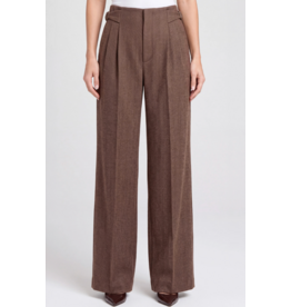 Liverpool Liverpool - High Rise Pleated Wide Leg Trouser W/ Side Tab (Chestnut / Herringbone)
