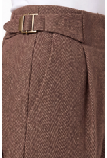 Liverpool Liverpool - High Rise Pleated Wide Leg Trouser W/ Side Tab (Chestnut / Herringbone)