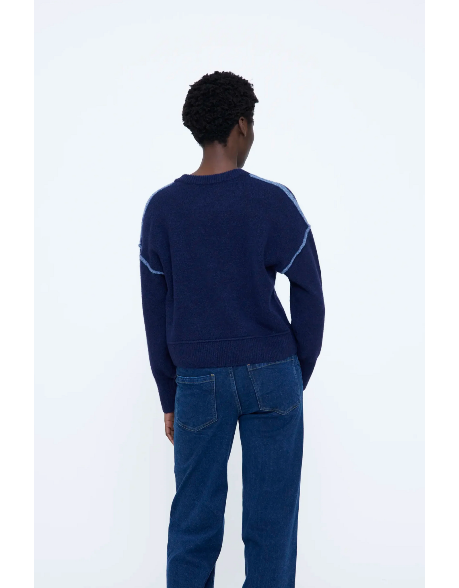 Wild Pony Wild Pony - Henley Neck Jumper (Navy Blue)