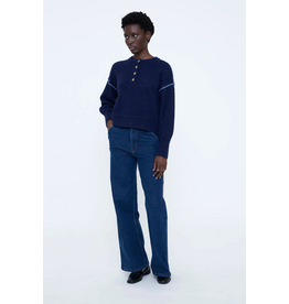 Wild Pony Wild Pony - Henley Neck Jumper (Navy Blue)