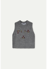 Wild Pony Wild Pony - Vest with Red Floral Embroidery (Grey)