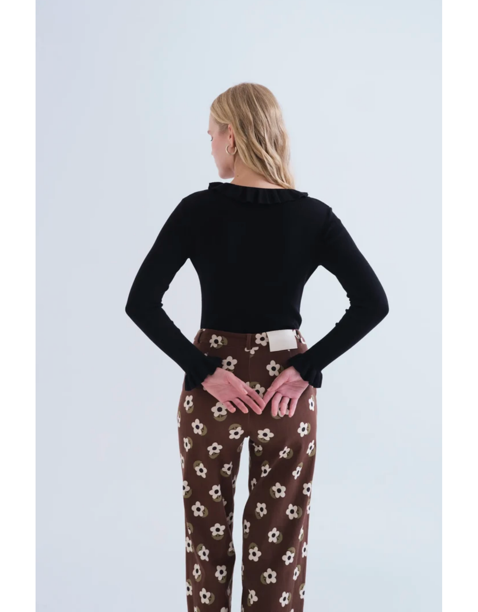 Compania Fantastica Compania Fantastica -  Ruffle Trim Top (Black)