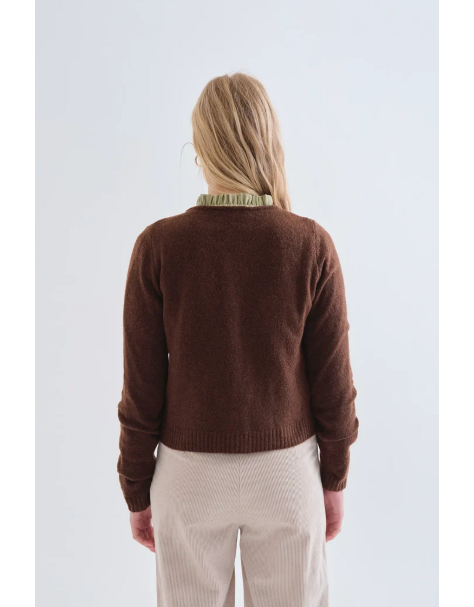 Compania Fantastica Compania Fantastica - Heart Button Cardigan (Brown)