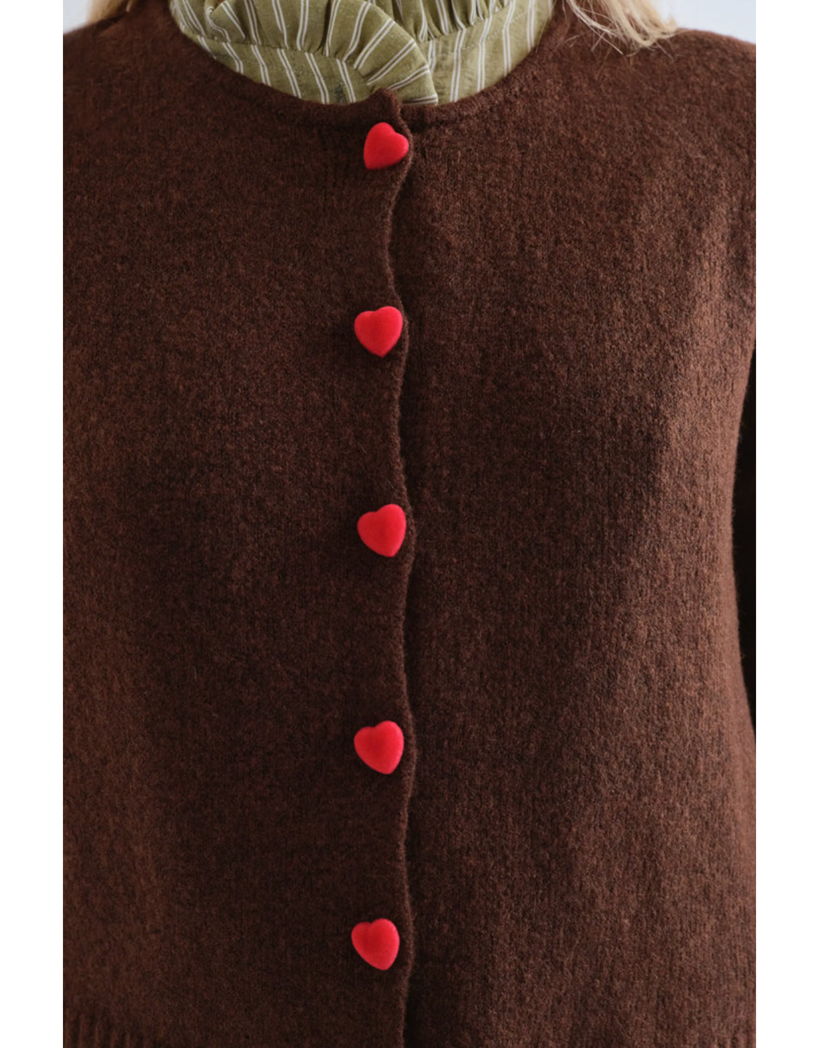 Compania Fantastica Compania Fantastica - Heart Button Cardigan (Brown)
