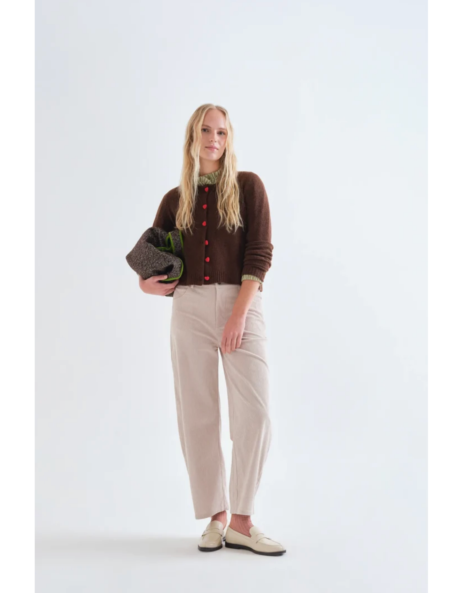 Compania Fantastica Compania Fantastica - Heart Button Cardigan (Brown)