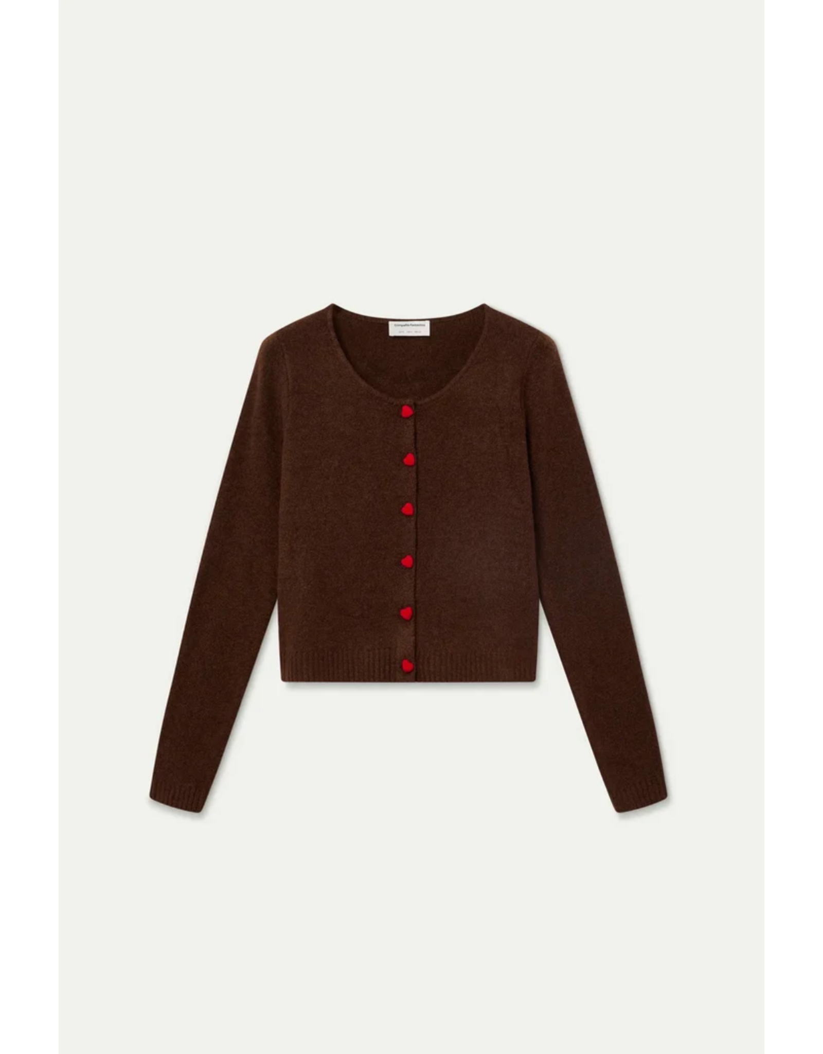 Compania Fantastica Compania Fantastica - Heart Button Cardigan (Brown)
