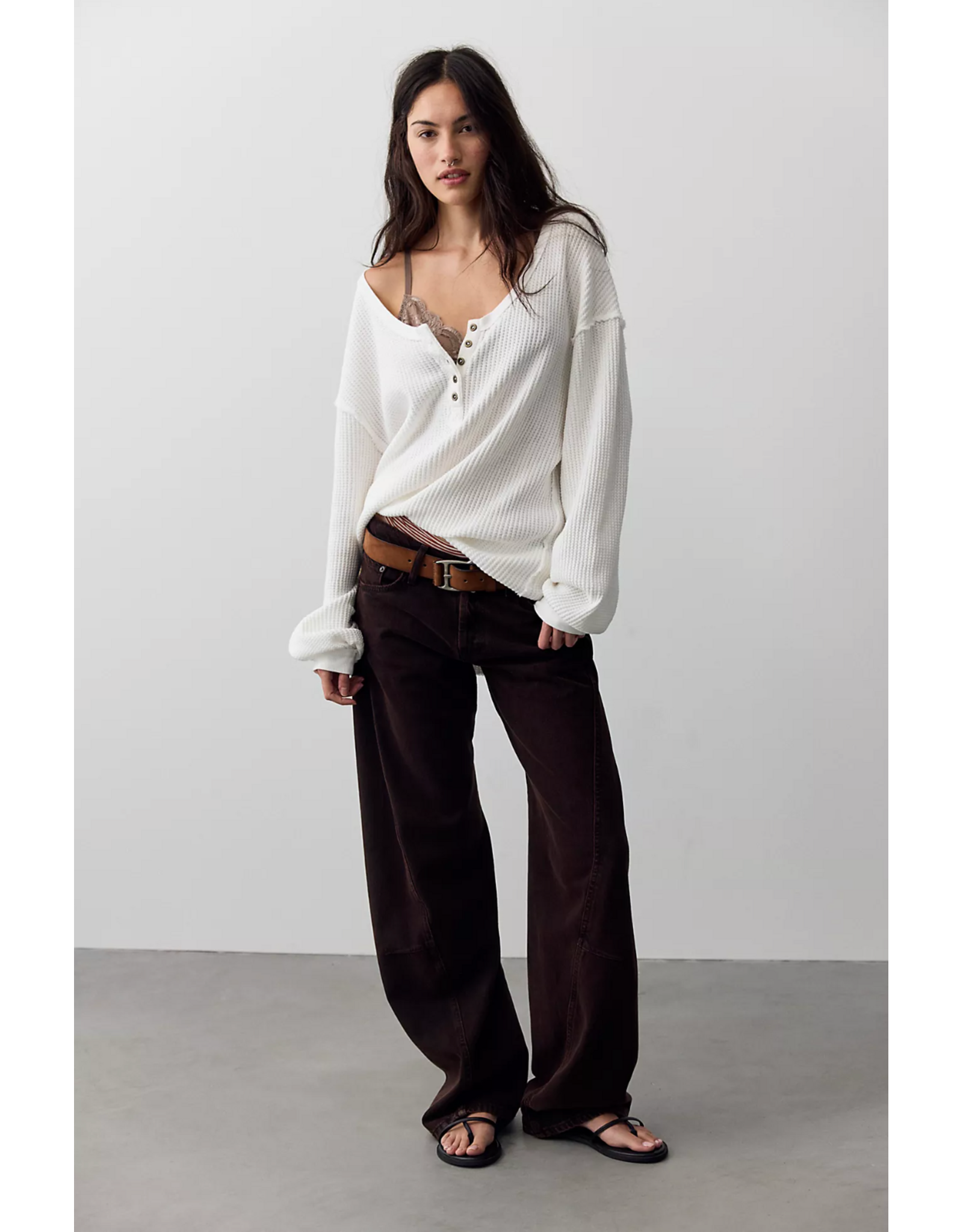 Free people Free People -  We The Free Montreal Oversized Thermal Henley (Clean Ivory)