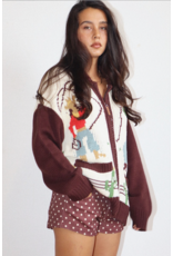 Bailey Rose Cowgirl Knit Zip Cardigan (Cream - Brown)