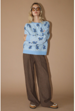 Bailey Rose Blue Floral Jacquard Knit Pullover