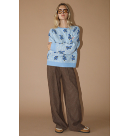 Bailey Rose Blue Floral Jacquard Knit Pullover