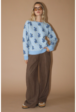 Bailey Rose Blue Floral Jacquard Knit Pullover