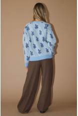 Bailey Rose Blue Floral Jacquard Knit Pullover