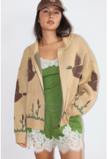 Bailey Rose Knit Zip Cardigan (Mallard - Tan)