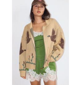 Bailey Rose Knit Zip Cardigan (Mallard - Tan)