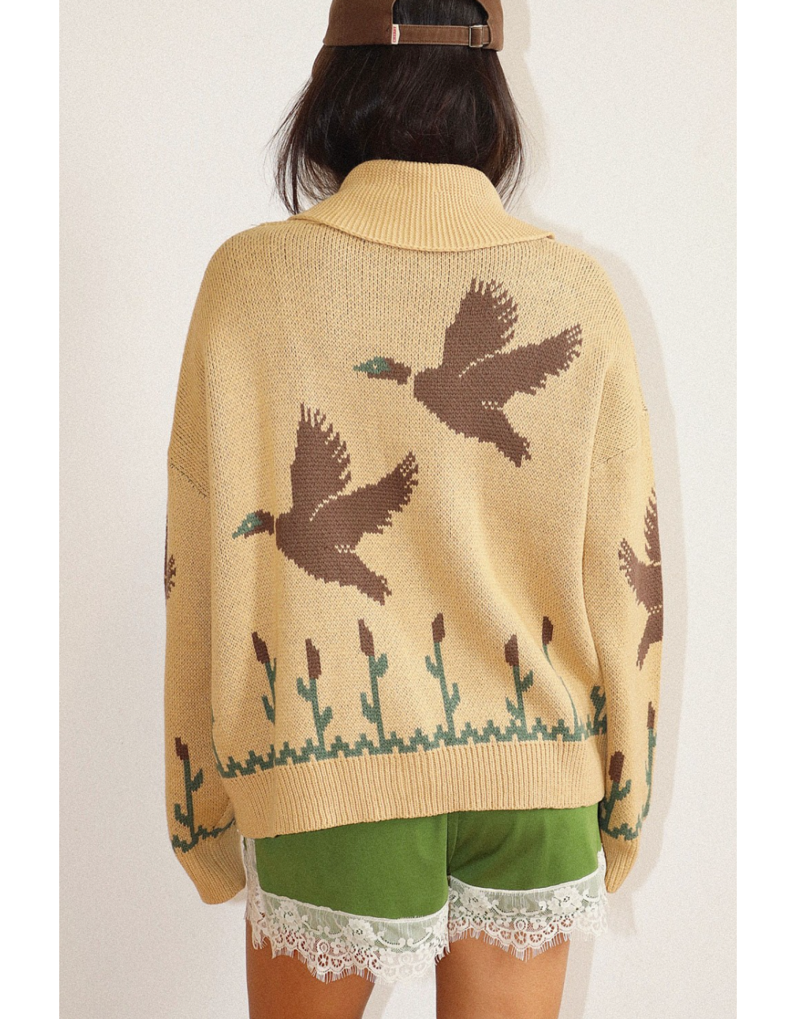 Bailey Rose Knit Zip Cardigan (Mallard - Tan)