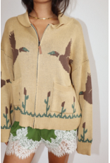 Bailey Rose Knit Zip Cardigan (Mallard - Tan)