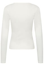 Kaffe Kaffe - Liddy Deep V Neck Long Sleeve Tee (Chalk)