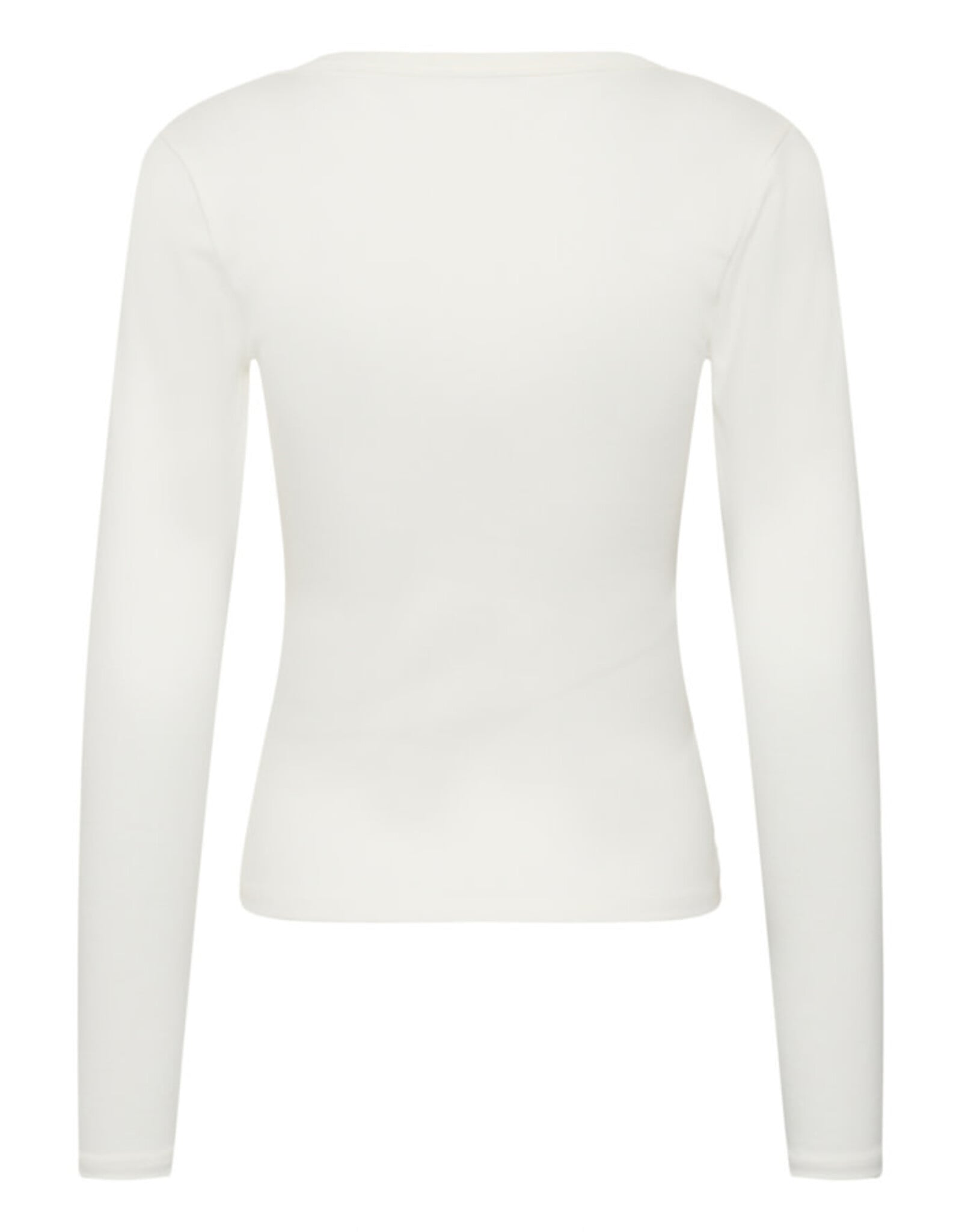Kaffe Kaffe - Liddy Deep V Neck Long Sleeve Tee (Chalk)
