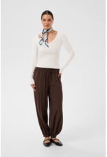 Kaffe Kaffe - Liddy Deep V Neck Long Sleeve Tee (Chalk)
