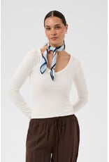 Kaffe Kaffe - Liddy Deep V Neck Long Sleeve Tee (Chalk)