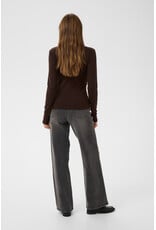 Kaffe Kaffe - Liddy Deep V Neck Long Sleeve Tee (Coffee Bean)