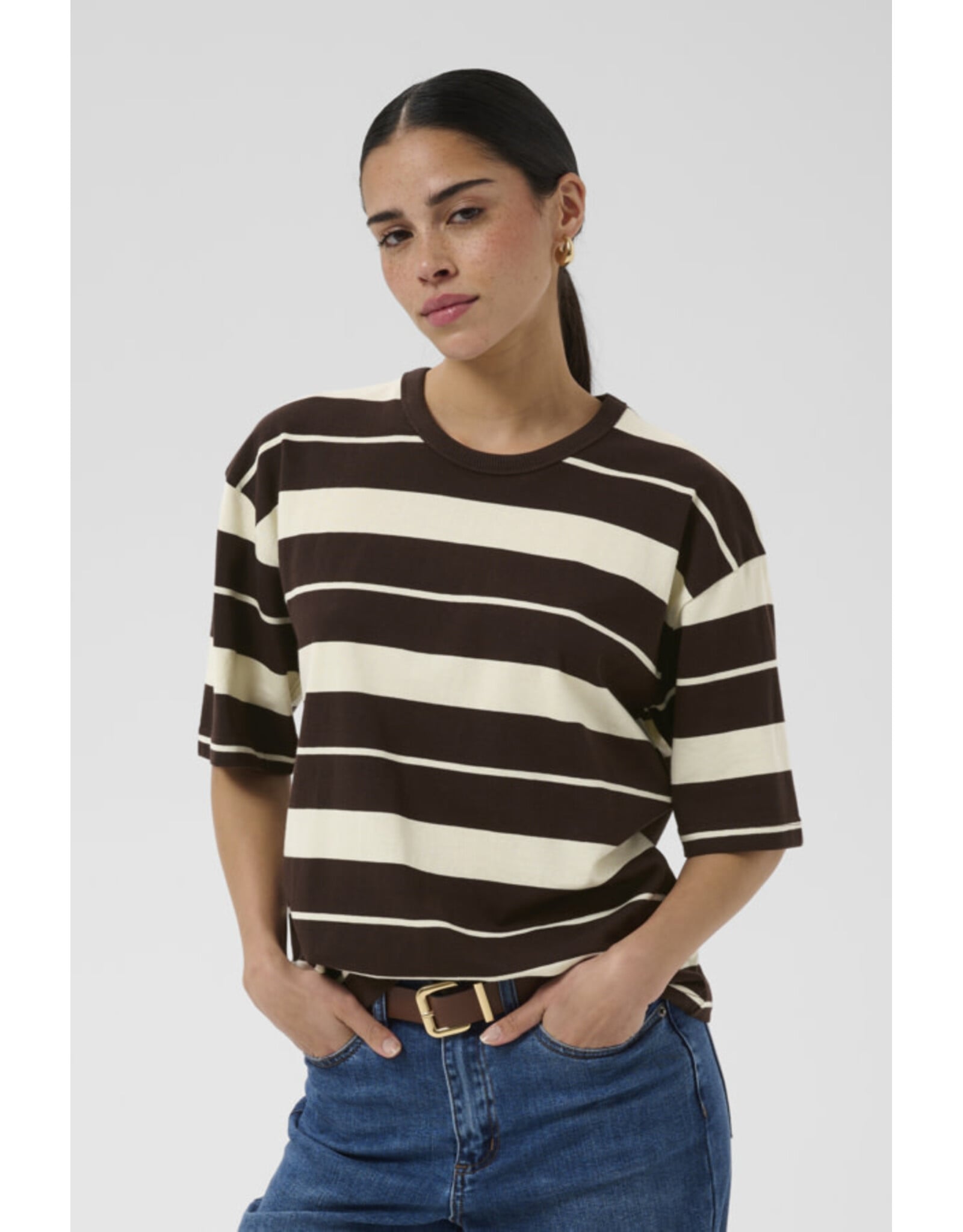 Kaffe Kaffe - Winny Striped Tee (Coffee Bean)