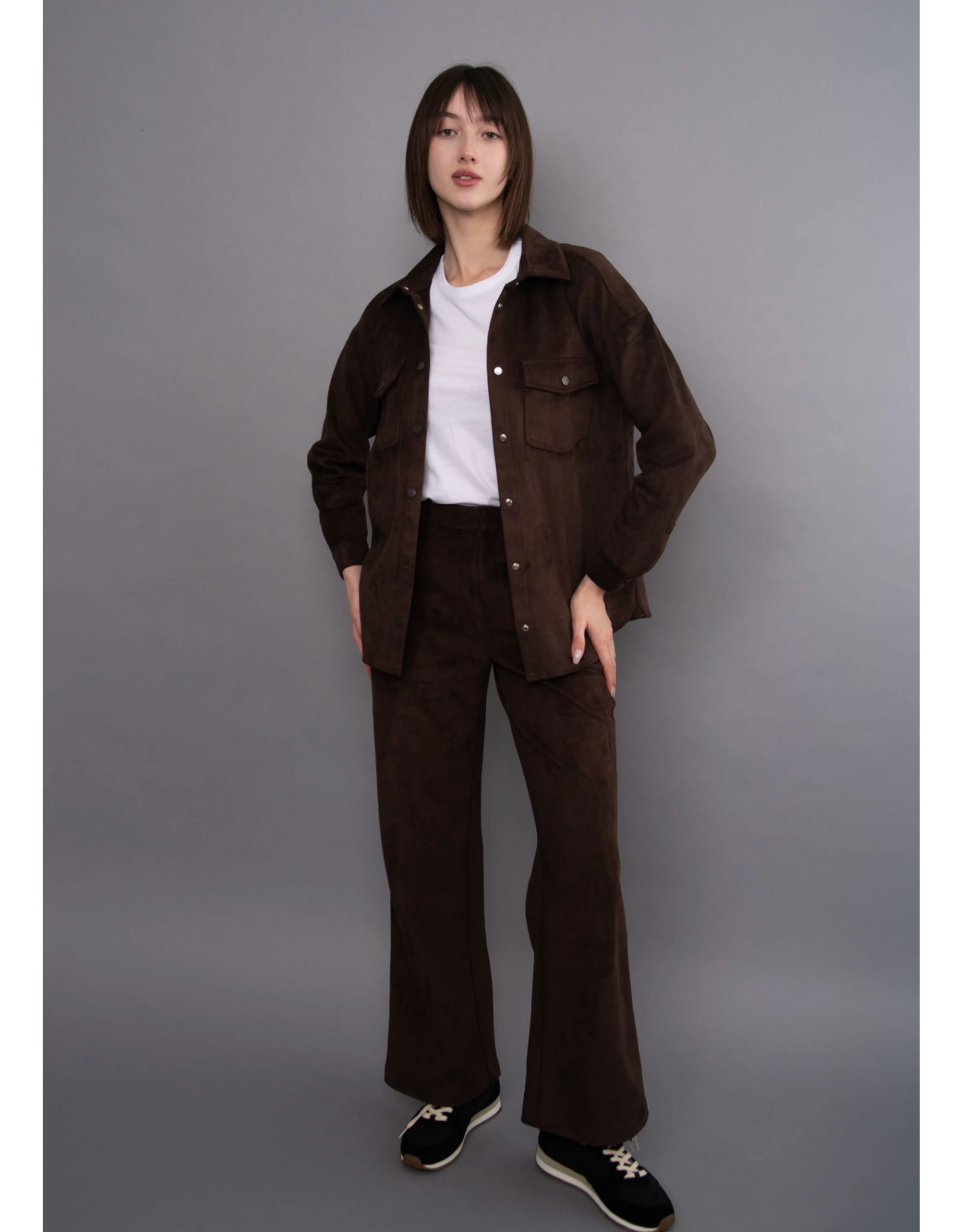 RD Style RD Style - Sadina Faux Suede Button Up (Deep Brown)