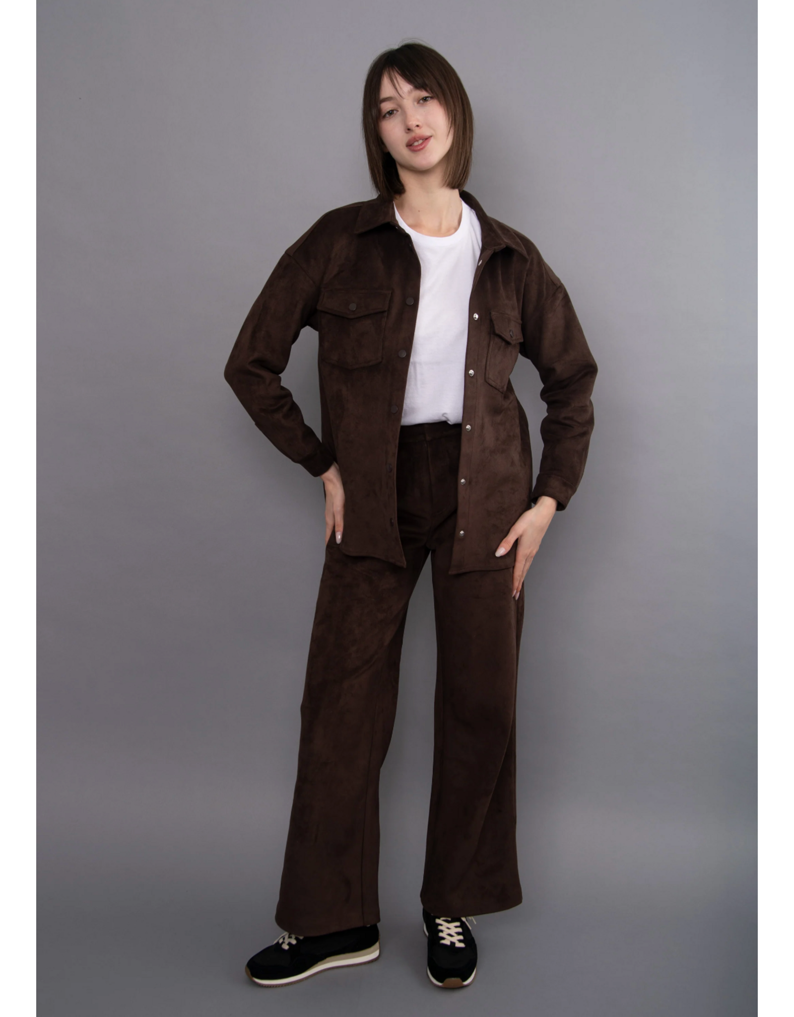 RD Style RD Style - Sadina Faux Suede Button Up (Deep Brown)
