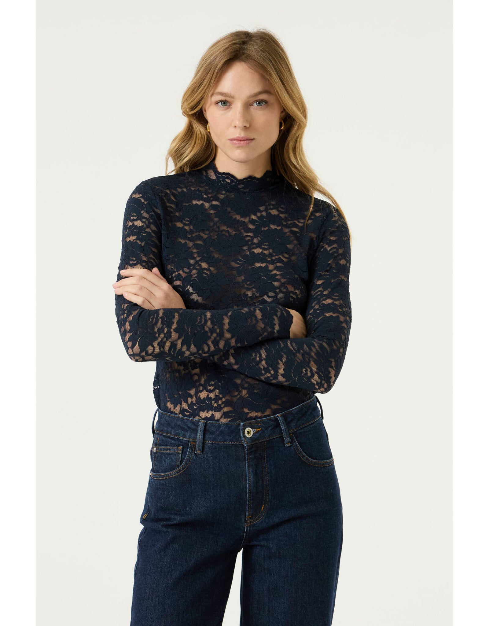 Garcia Garcia - High Neck Lace Top (Navy)