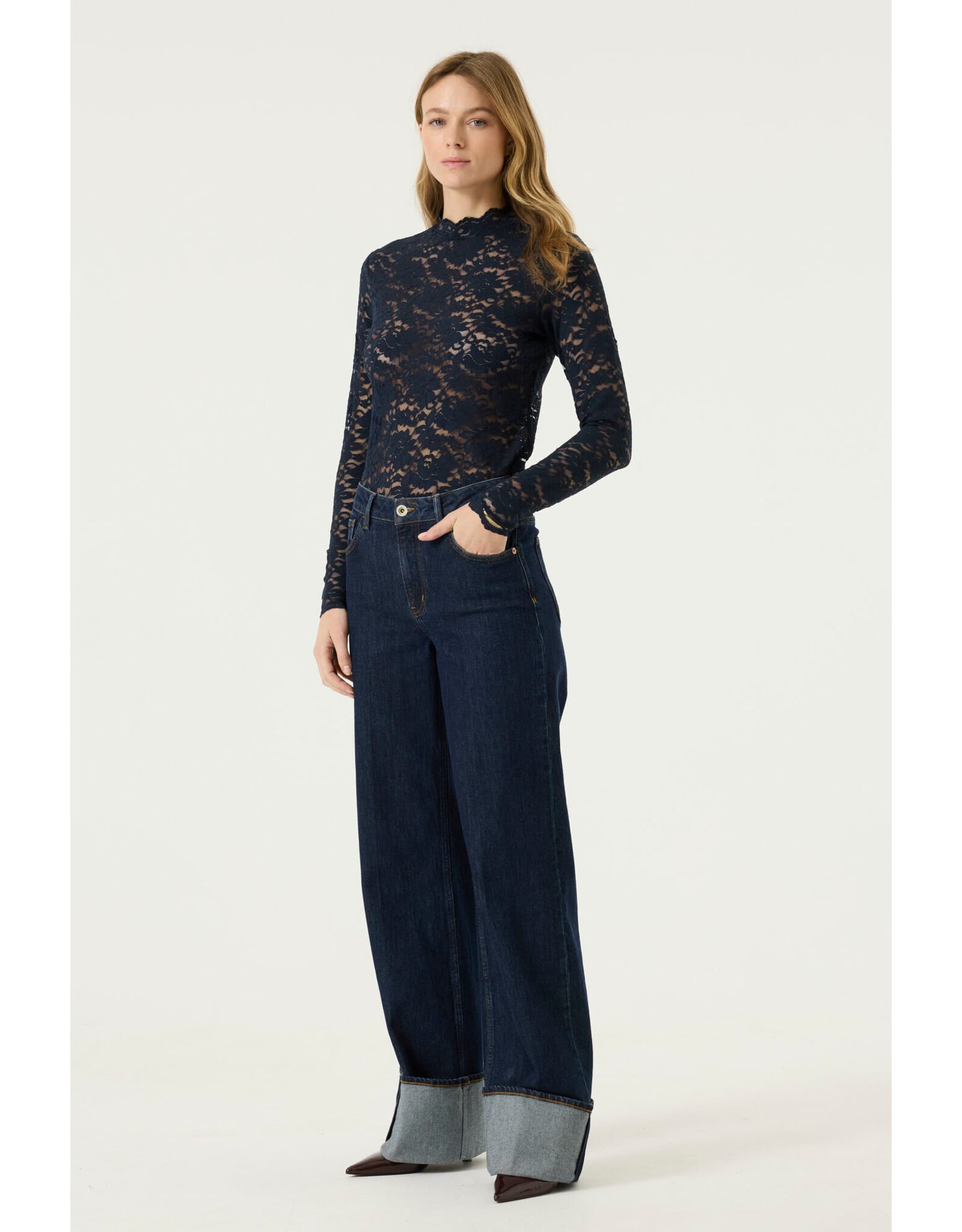 Garcia Garcia - High Neck Lace Top (Navy)
