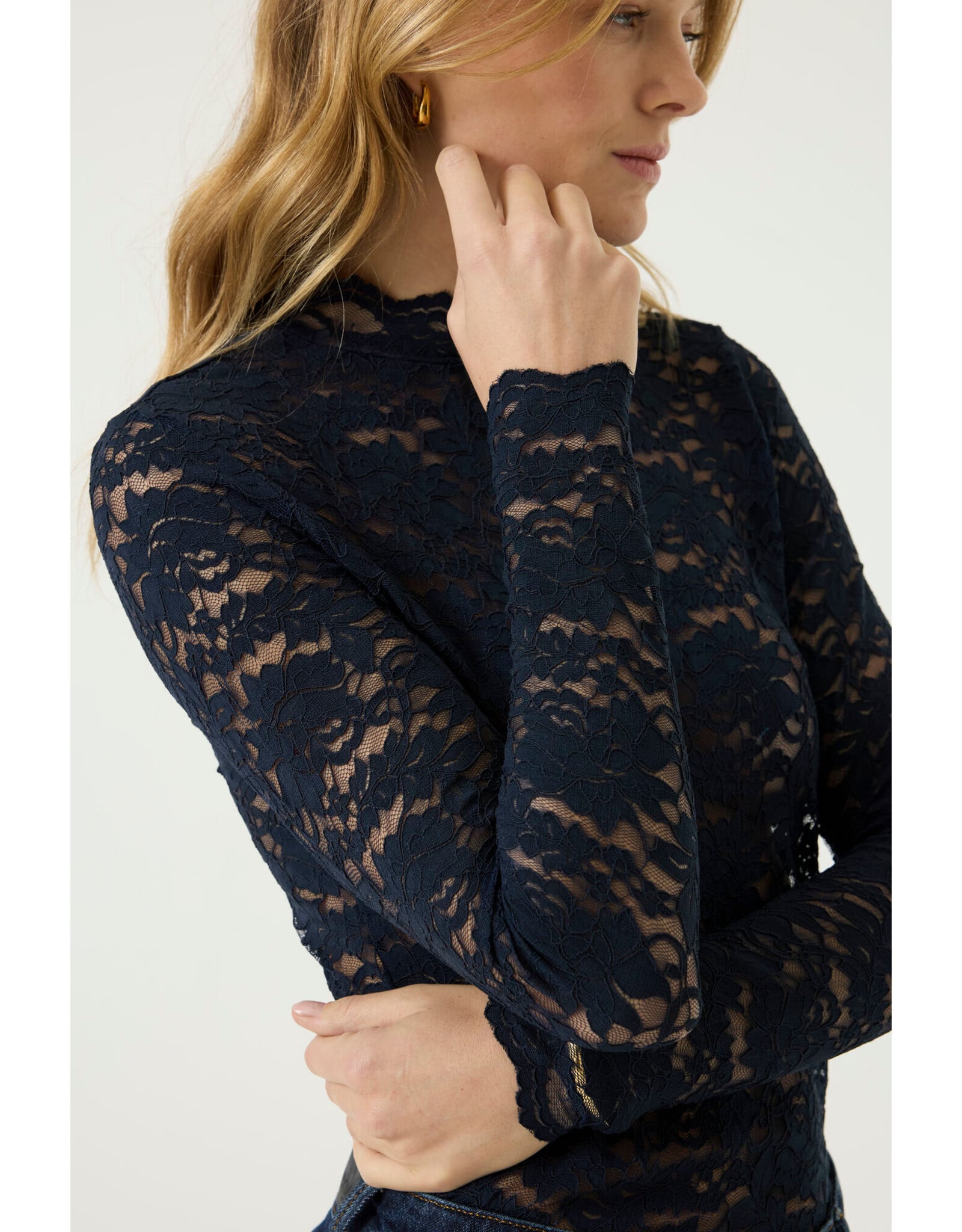 Garcia Garcia - High Neck Lace Top (Navy)